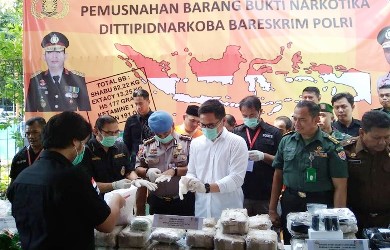 BB Narkoba Reskrim Polri Dimusnahkan, Beratnya Pantastis