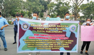 Demo, SAPMA IPK Riau dan Kota Pekanbaru Desak Tuntaskan Kasus Korupsi Disdik