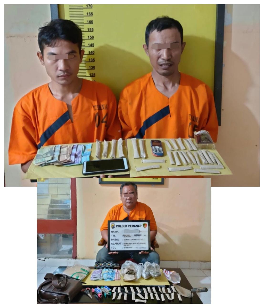 Dari Peranap Inhu, Tiga Pria Pengedar Ganja Kering Ditangkap, BB 310 Gram