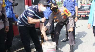 Kaspolres Bengkalis dalam Apel Konsolidasi Ajak Warga Patuhi Prokes