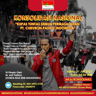 Ajakan Protes Limbah PT CPI Digalang BEM Nusantara, "Buka Tabir Skandal Blok Rokan"