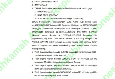 Satu Objek Diterbitkan Dua Surat, Termasuk Mafia Lahan Kah Oknum Camat, Lawyer: Kita Akan Lapor