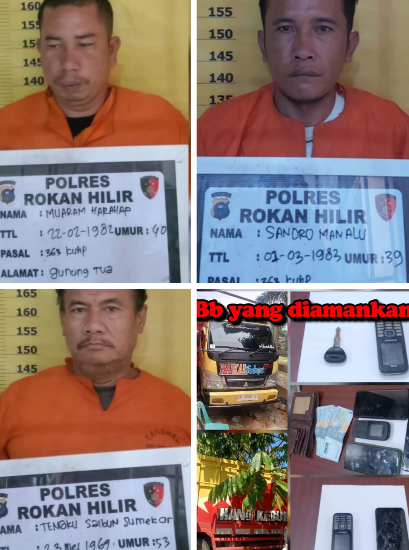 Rampok Mobil Dan Uang Sawit Di Rohil! 3 Kawanan Perampok Ngaku Polisi Diamankan Dalam Waktu 2 Hari 
