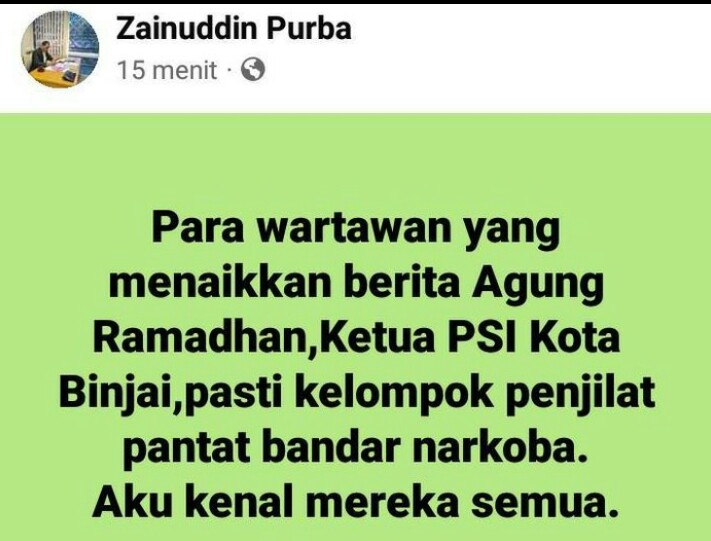 Di Duga Hina Wartawan, Desak BK DPRDSU Periksa Zainuddin Purba, Jurnalis : Kami Pilar Demokrasi