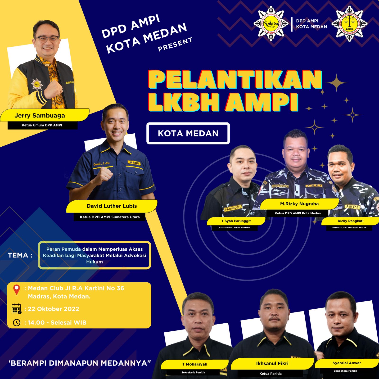 Hari Ini, Raja Makayasa Harahap Di Lantik Menjadi Direktur LKBH DPD AMPI Kota Medan Periode 2022-2027