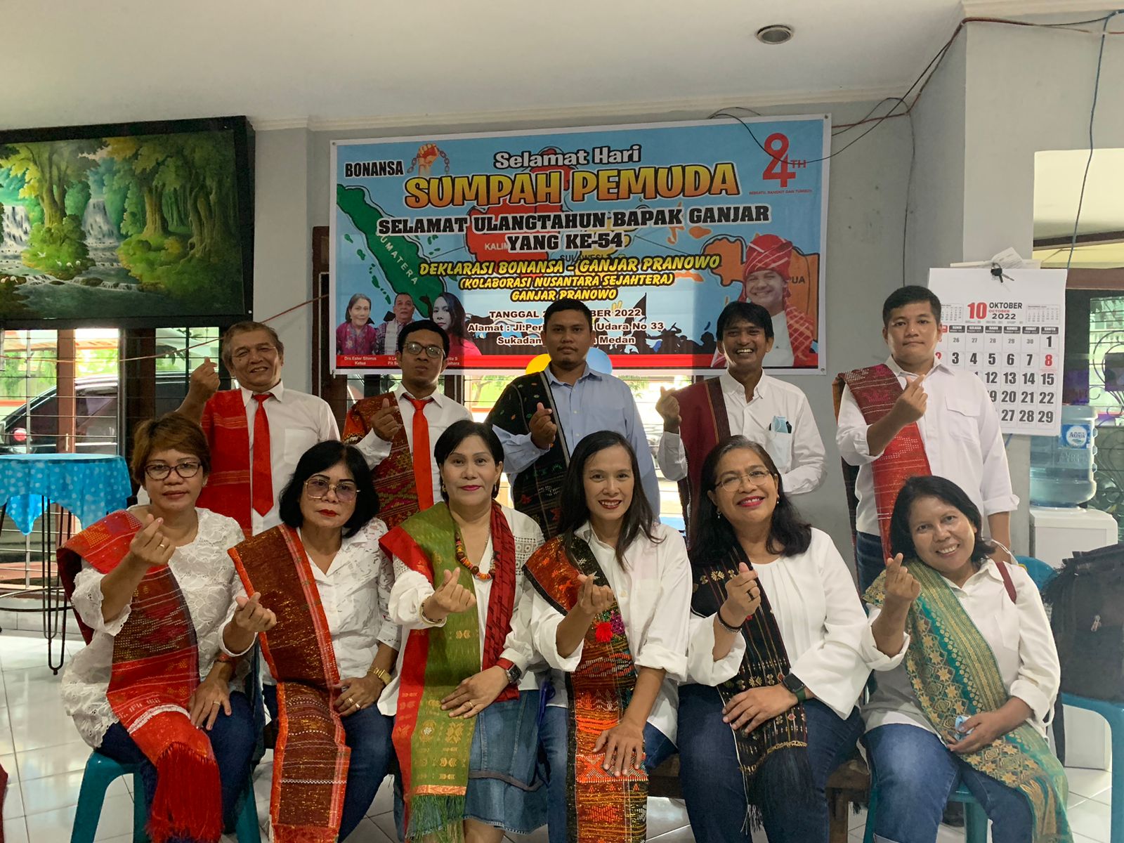 Bonansa Kolaborasi  Nusantara Sejahtera Ganjar Pranowo Sumut Peringati Hari Sumpah Pemuda Sekaligus Ultah Ganjar Pranowo ke 54 Tahun