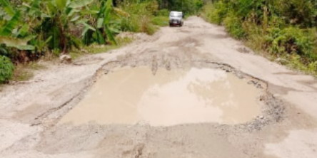 Rusak Parah, Jalan Satu-satunya Penghubung Dua Desa di Desa Sekeladi, Rohil Minta Diperbaiki