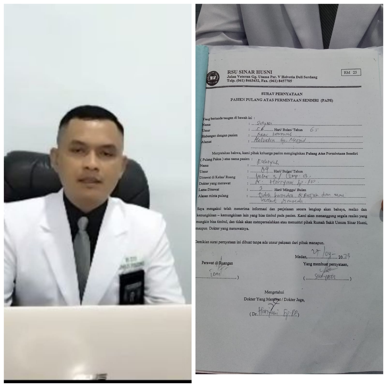 Klasifikasi Direktur RSU Sinar Husni Terkait Dugaan Malpraktek 