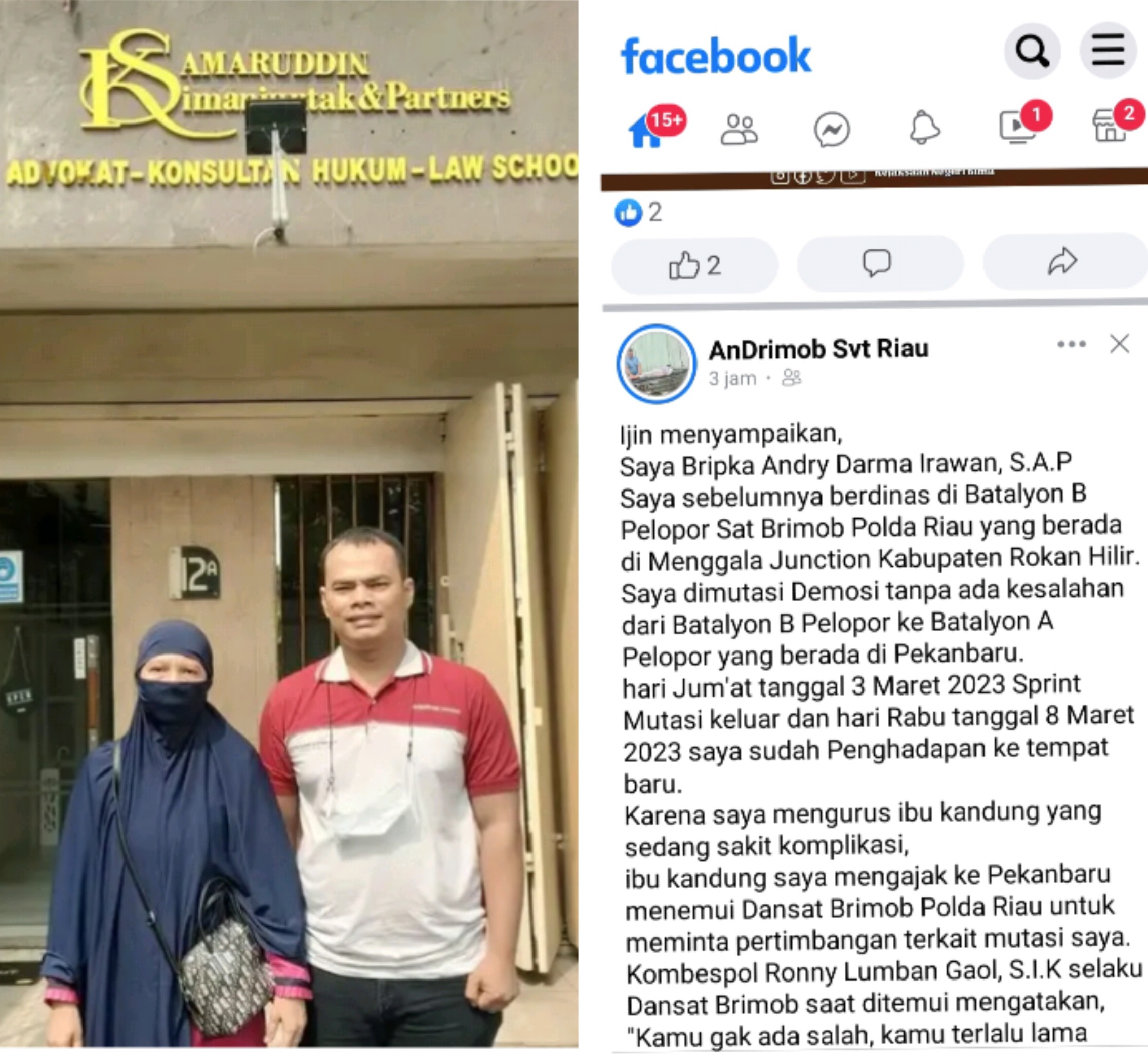 Viral...Personil Sat Brimob Menggala Junction Polda Riau Minta Keadilan Terkait Mutasi Demosi