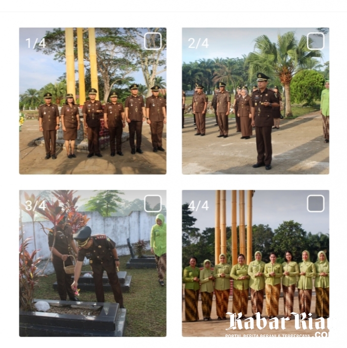 Kejari Inhu Riau Gelar Upacara Serta Ziarah Ke Taman Makam Pahlawan Dalam Rangka  Menyambut Hari Bhakti Adhyaksa Ke-63 Tahun 2023