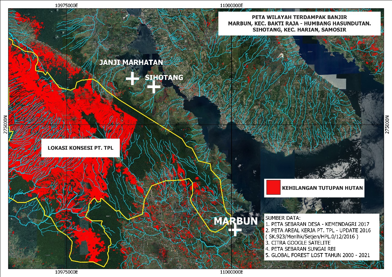WALHI Sumatera Utara : Banjir di Samosir dan Humbahas Karena Kerusakan Hutan Bentang Tele
