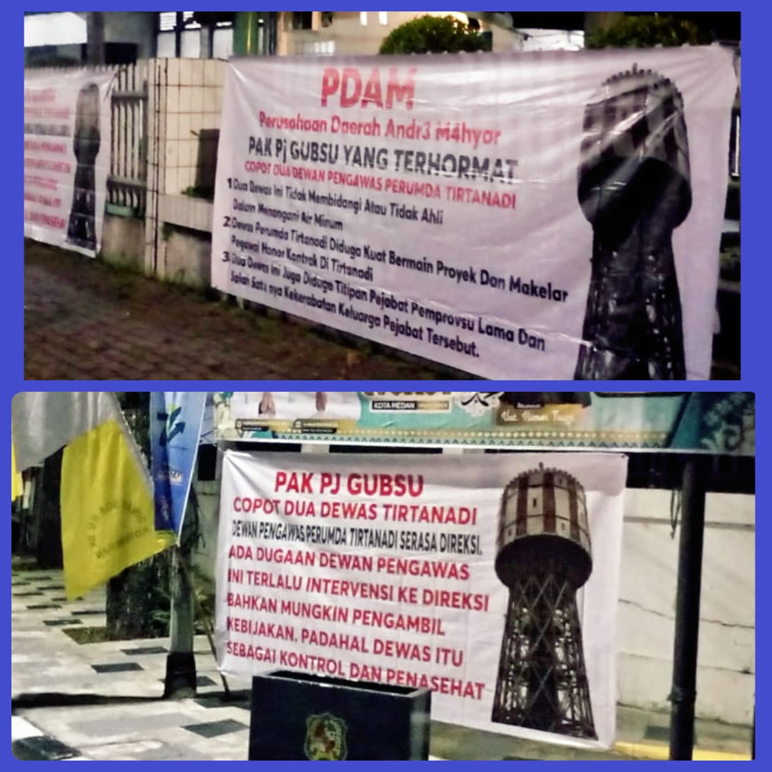 Spanduk Aspirasi Di Depan Kantor Gubsu Dan Tirtanadi, Ada Apa Dewas Tirtanadi
