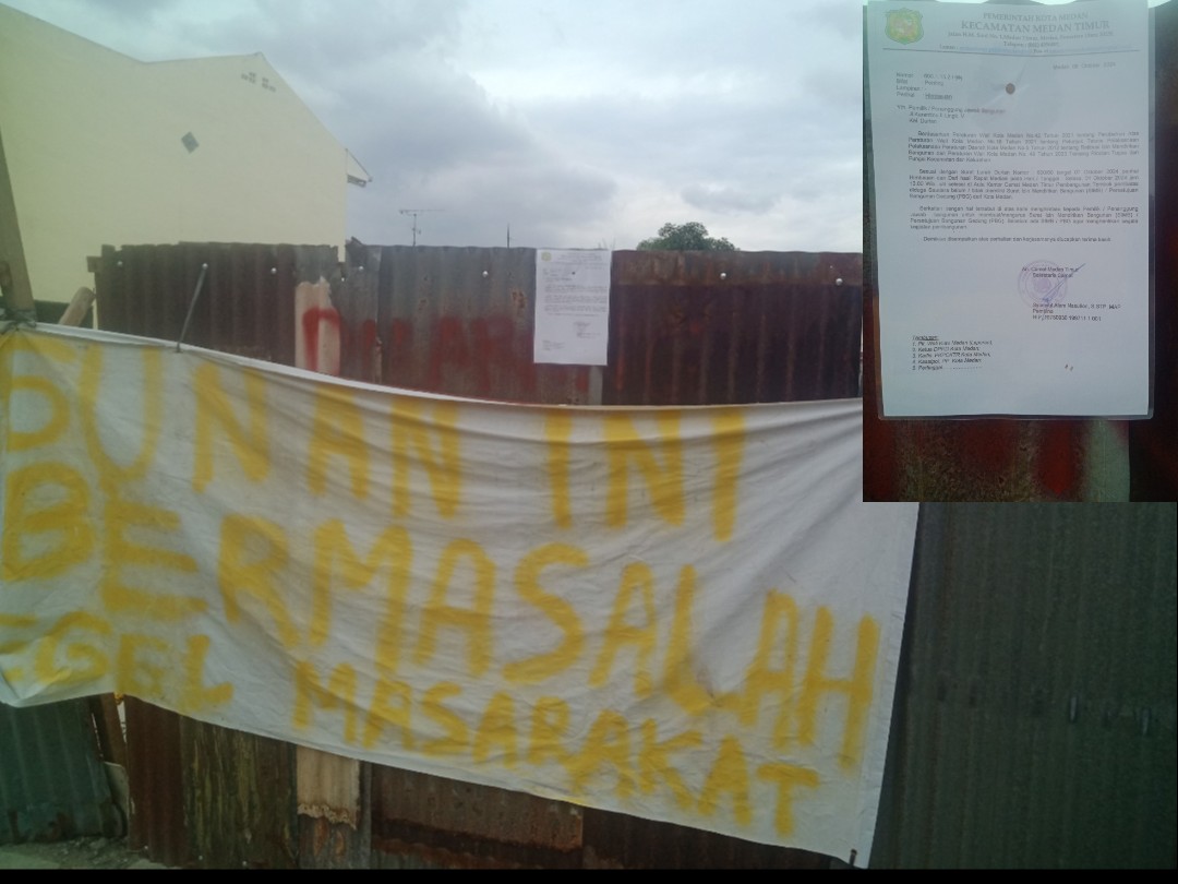 Awi Tak Berdaya, Bangunan Di Jl. Karantina Medan Timur Di "Segel" Warga, Di Tempel Surat Dari Camat Medan Timur