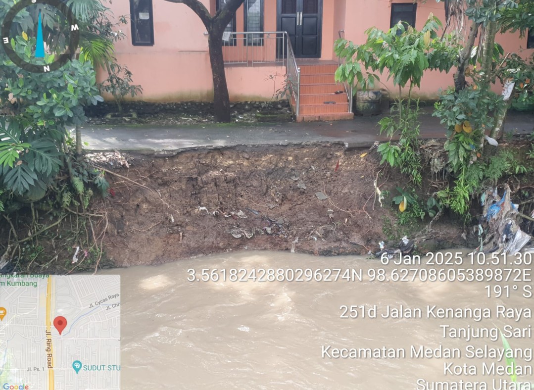 Takut Longsor, Warga Minta BWS Sumatera II Gerak Cepat Bangun Bronjong Di Jl. Kenanga Raya Lingk.1 Kelurahan Tanjung Sari, Medan Selayang