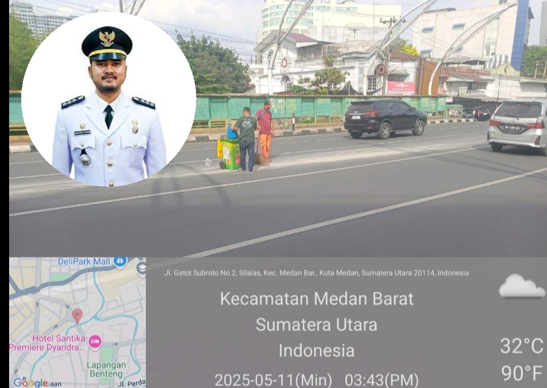 Apresiasi Camat Medan Petisah Yang Gerak Cepat (Gercep) Jaga Kebersihan Jalan Raya, Bersihkan Cor Semen Yang Tercecer Di Jalan