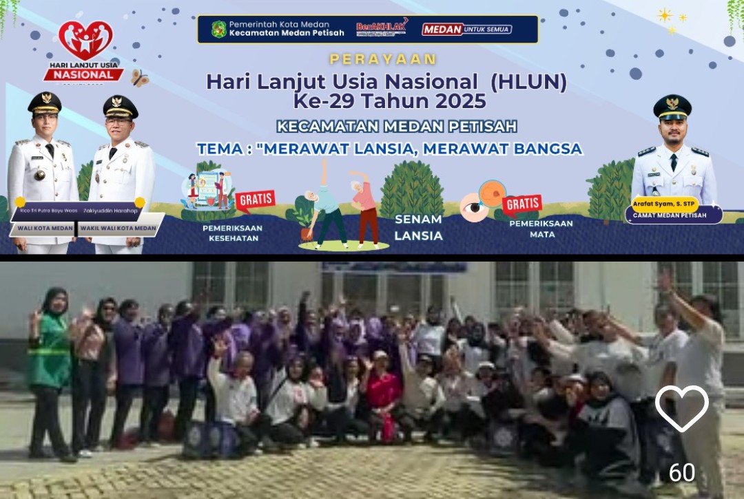 Ketua TP PKK Kecamatan Medan Petisah Ny, Uci Paramitha Arafat Syam Beserta kader PKK Gelar Hari Lansia Ke-29 Di Taman Lili Suheri