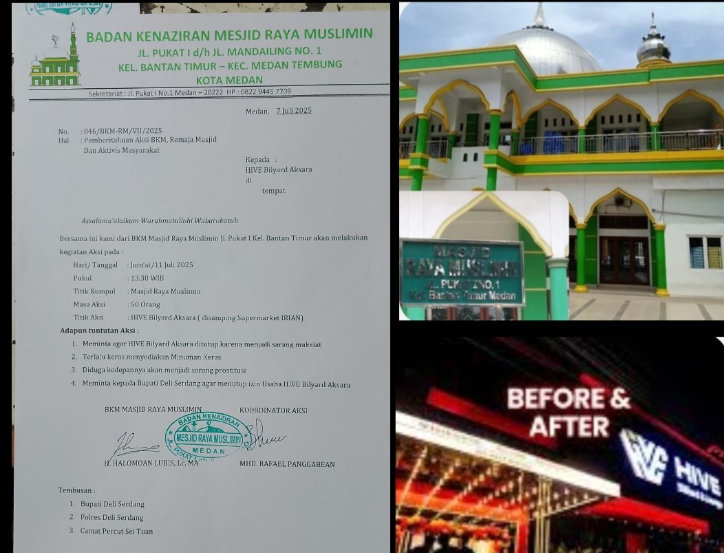 Jual Miras dan Tempat Maksiat Dekat Rumah Ibadah, BKM Masjid Muslimin Ancam Demo Hive Billiard Aksara