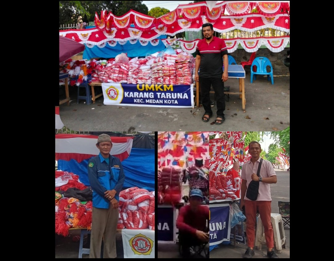 Jelang Hari Kemerdekaan ke - 80 UMKM Karang Taruna Medan Kota Jualan Bendera di Depan Makam Pahlawan Jl Sisingamangaraja
