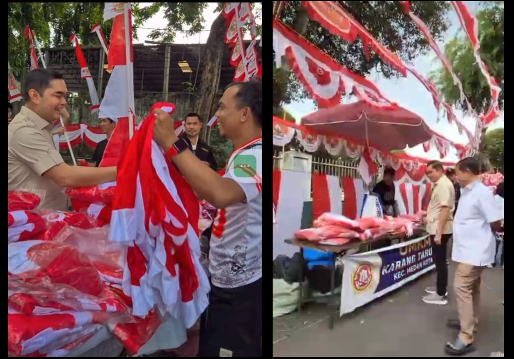 Ketua Karang Taruna Medan Kota Apresiasi Ikhwan Ritonga Wakil Ketua DPRD Sumut Belanja Bendera Merah Putih Di UMKM Medan Kota