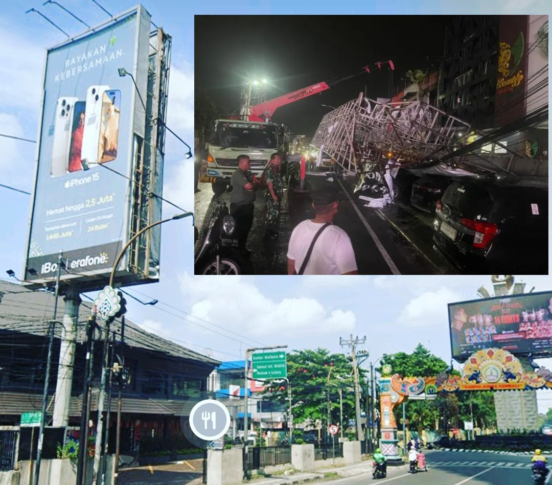 Tak Miliki Izin, Papan Reklame Makan Korban, Polisi Diminta Usut Tumbangnya Papan Reklame di Jl H. Zainul Arifin Depan Cambridge  