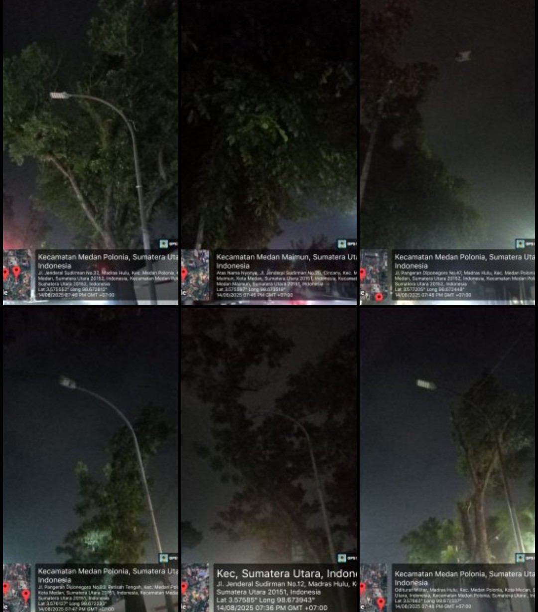 Jelang HUT RI ke - 80, LPJU Padam Di Jln Diponogoro Dan Jl. Sudirman Kota Medan, Warga Pertanyakan Program "Zero Lampu Padam"