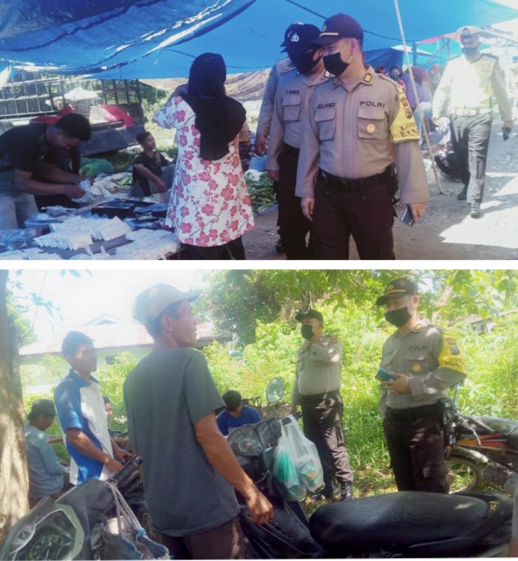 Pimpin Patroli Dialogis ! Kasubag Humas Polres Rohil Himbau Warga Dan Penjual Wajib Pakai Masker