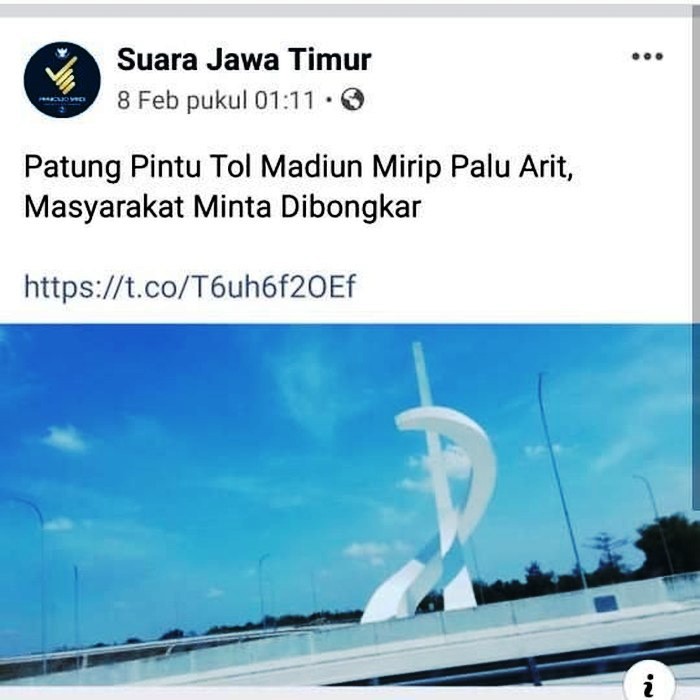 Apa Iya?  Tugu Interchange Menuju Gerbang Tol Madiun Mirip Logo PKI?
