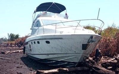 Beberapa Hari Ditengah Laut, Kapal Asing dan 5 Awaknya Terdampar di Bengkalis