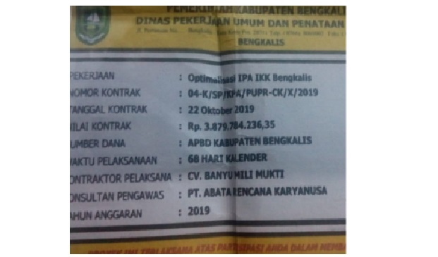 Alamak, Dugaan Mark Up Pembangunan IPA PDAM Bengkalis Minta "Jangan Diusut?"