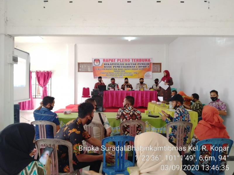 Bhabinkamtibmas Rantau Kopar Hadiri Rapat DPHP Pilkada 2020