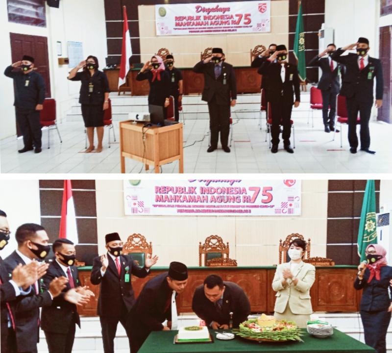 Pengadilan Negeri Rohil Gelar Upacara HUT Mahkamah Agung RI ke - 75 Secara Virtual