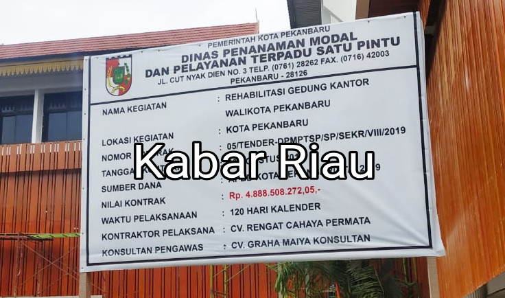 Baru Selesai Rehab Direhab Lagi, Gedung PMPTSP Kota Pekanbaru Kini Malah Molor