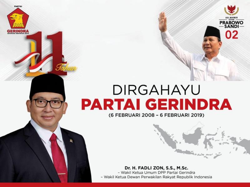 11 Tahun Usia Partai Garindra Fadli Zon Sembahkan Puisi