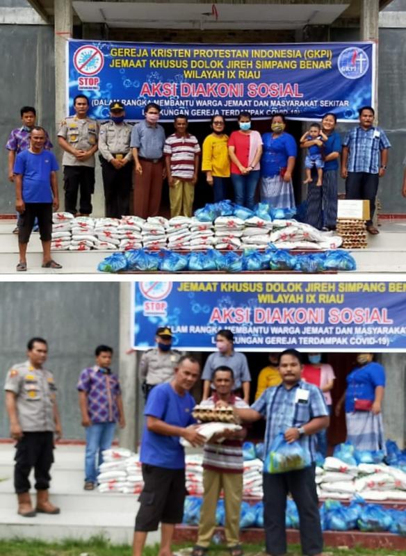 Di tengah Covid-19 ! GKPI Jemaat Khusus Dolok Jireh Simpang Benar Rohil Bagikan Lima Puluh Paket Sembako