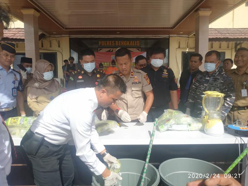 Polres Bengkalis Kembali Musnahkan BB Narkoba