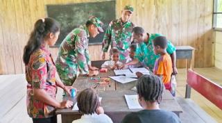 Menggali Potensi dan Bakat Anak, Satgas Yonif 126/KC Gelar Lomba Mewarnai di Perbatasan
