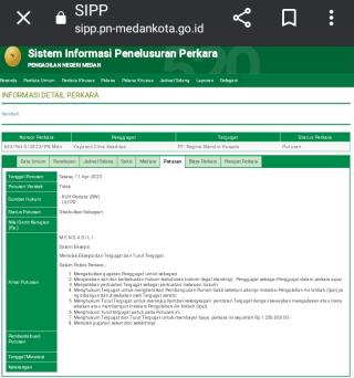 Berdasarkan SIPP PN Medan, "Hentikan Pembangunan RS Regina Maris Sebelum Adanya IPAL"