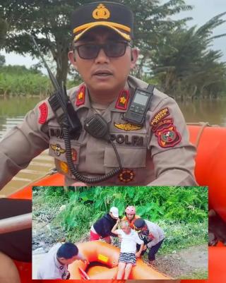 Kapolsek Sunggal Gerak Cepat (Gercep) Evakuasi Korban Banjir Komplek De Flamboyan Desa Tanjung Selamat, Deli Serdang