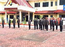 Polres Bengkalis Lakukan Upacara Korp Raport Kenaikan Pangkat Personil