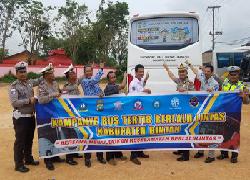 Bersama Satlantas Polres Bintan, Tim Kampanyekan Keselamatan Bus Berlalu Lintas