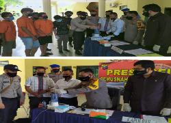 Polres Rohil Musnahkan BB Sabu Hasil Tiga Tangkapan Dalam Satu Minggu